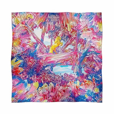 (Women) HERMES Multicolor Pattern Design Silk Scarf H004010S 01