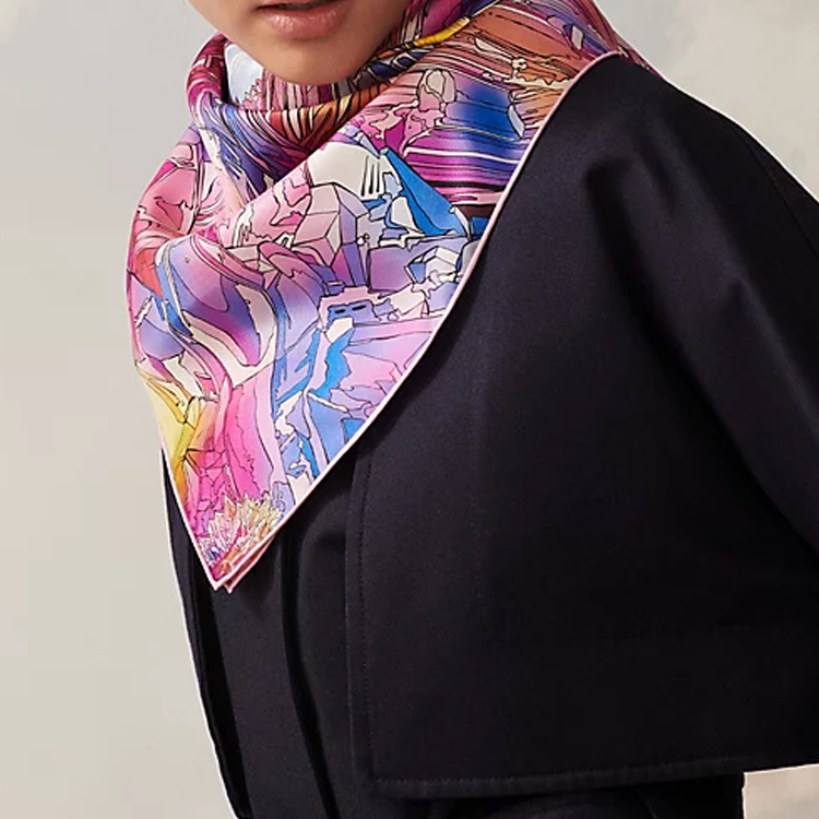 (Women) HERMES  Multicolor Pattern Design Silk Scarf H004010S  01 圖 3