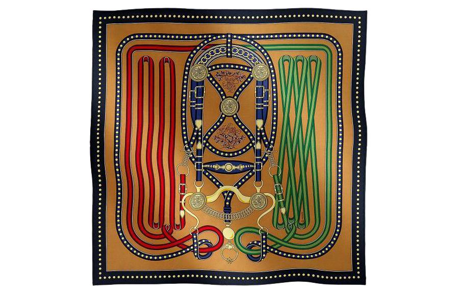 (Women) HERMES  Multicolor Patterned Silk Scarf with Embroidery Letter Detailing H893778S06 圖 2