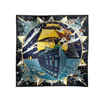 (Women) HERMES Multicolor Printed Silk Scarf H004091Sv06