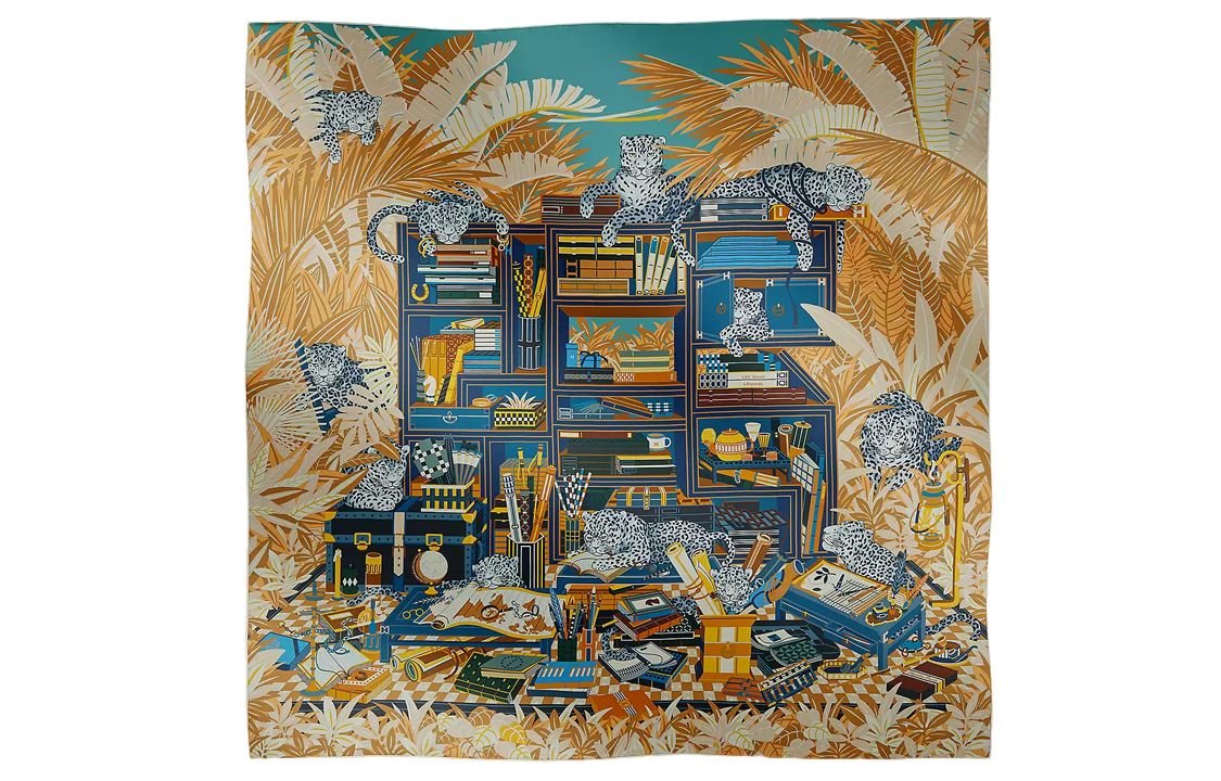 (Women) HERMES  Multicolor Scarf with Twelve Leopard Print Design. H904042S-03