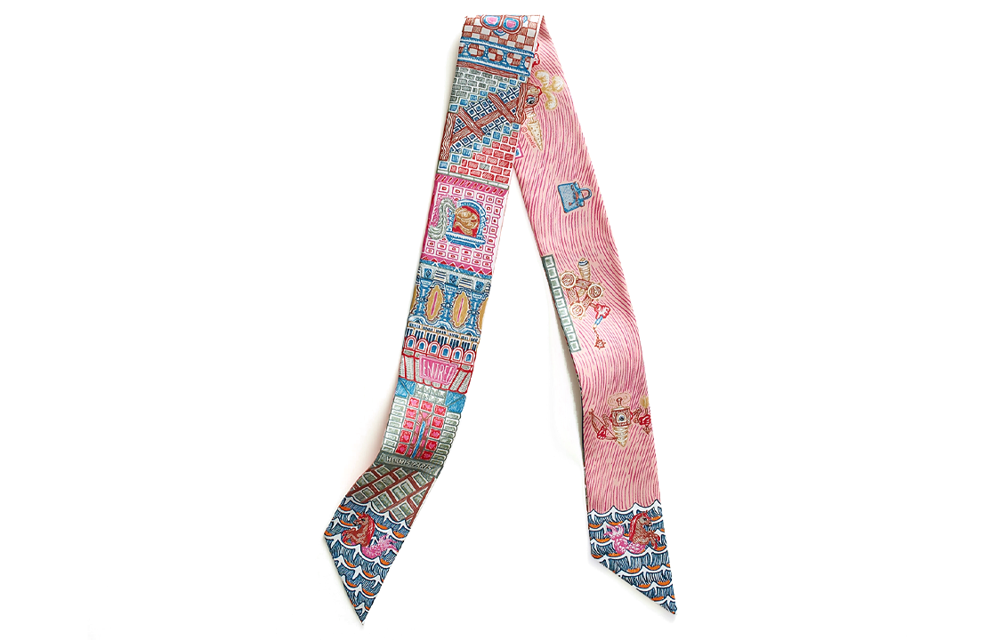 (Women) HERMES  Multicolor Silk Scarf with Adventure Pattern. H064011S-06