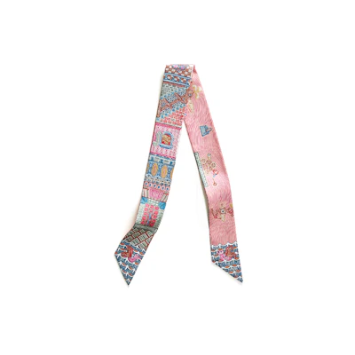 (Women) HERMES Multicolor Silk Scarf with Adventure Pattern. H064011S-06