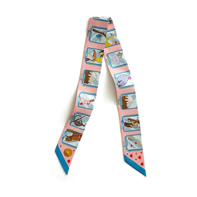 (Women) HERMES Multicolor Silk Scarf with Animal Heart Print. H063875S-05