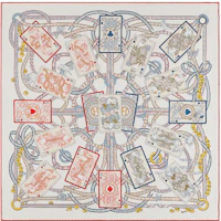 (Women) HERMES Multicolor Silk Scarf with Card Pattern Design. H983959S-01 (Women) HERMES Multicolor Silk Scarf with Card Pattern Design. H983959S-01