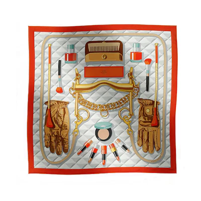 (Women) HERMES Multicolor Silk Scarf with Glove Print Design. H004095Sv02