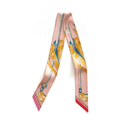 (Women) HERMES Multicolor Silk Scarf with Horse Parade Print Design. H061829S-12