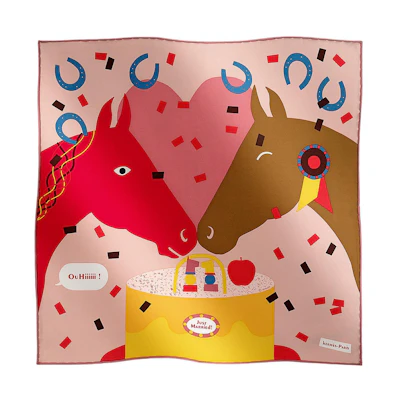 (Women) HERMES Multicolor Silk Scarf with Printed Design. H894115S03