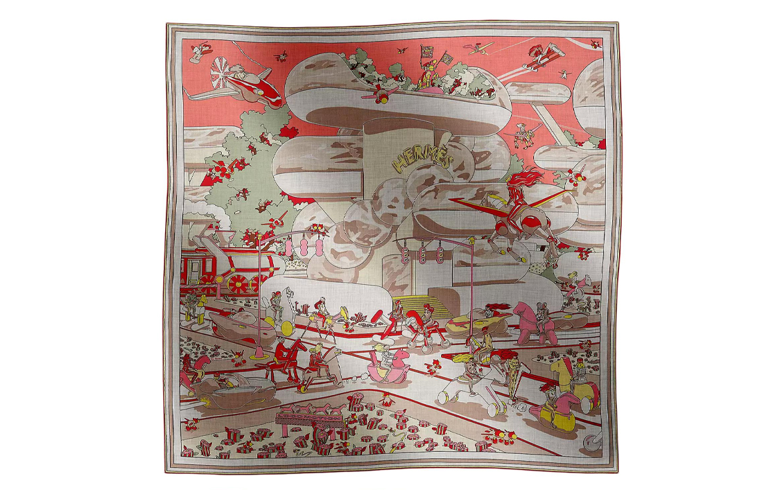(Women) HERMES  Multicolor Surreal Hub Shawl Scarf. H244098S