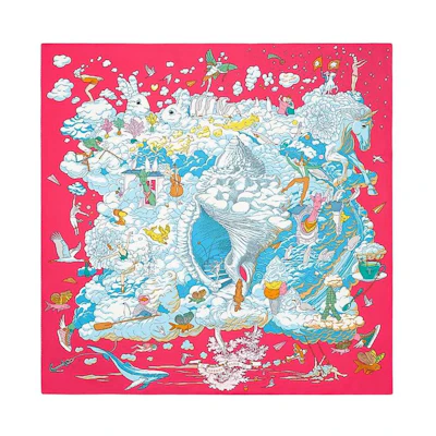 (Women) HERMES 'My Cloud' Silk Scarf for Women - Patterned, Multicolor. H003900S-08