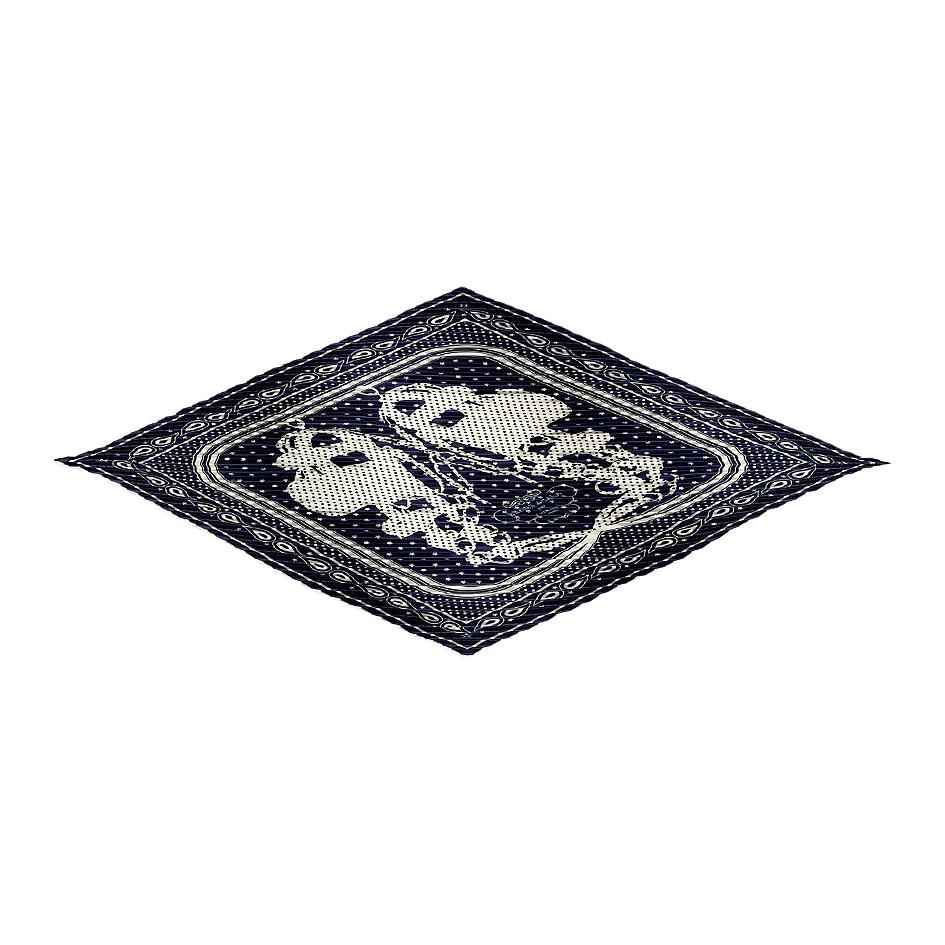 (Women) HERMES  Navy Blue Luxurious Bridal Pleats Mulberry Silk Scarf. H163264Sv03