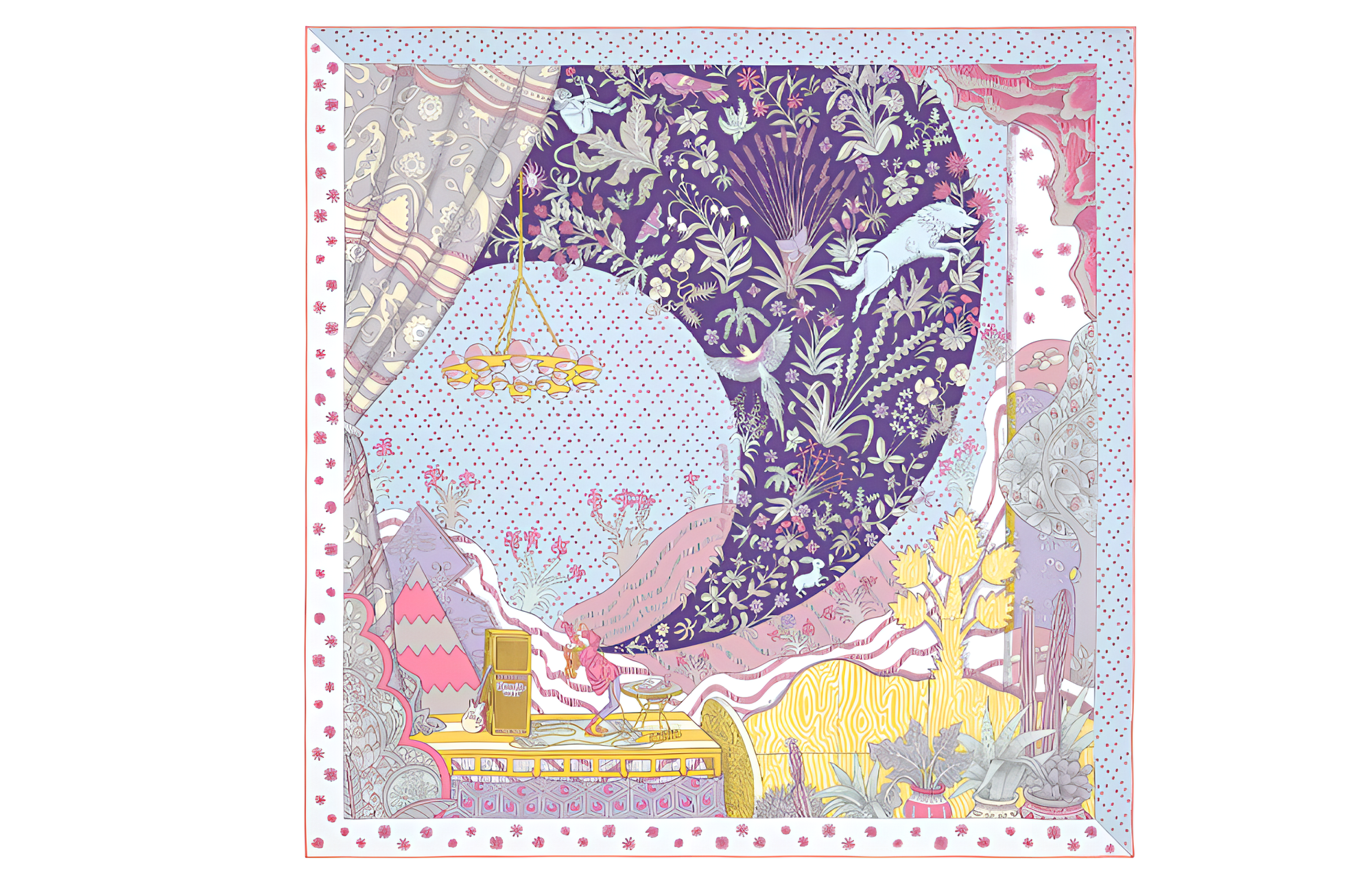 (Women) HERMES "New Age Sound" 90x90 Silk Scarf Women - Violet Purple. H003799S-06