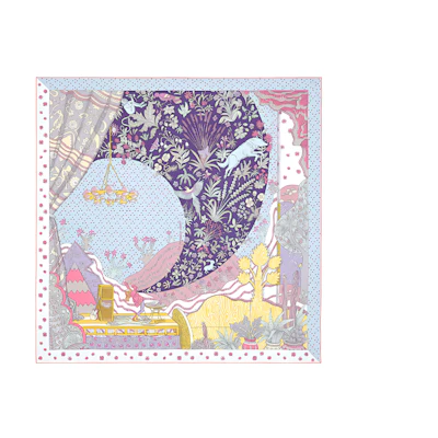 (Women) HERMES "New Age Sound" 90x90 Silk Scarf Women - Violet Purple. H003799S-06