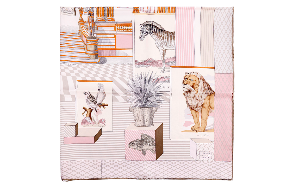 (Women) HERMES "New Grand Theater" Silk Scarf Elephant Grey H003761S-08 圖 2