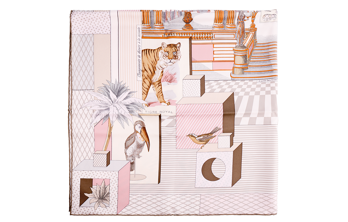 (Women) HERMES "New Grand Theater" Silk Scarf Elephant Grey H003761S-08 圖 3