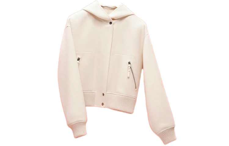 Order (W) エルメス オフホワイト ソリッド ジップアップ フーディ ジャケット FW22 H2H0206DA91