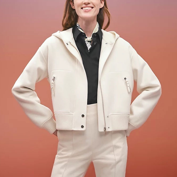 Lookbook (W) エルメス オフホワイト ソリッド ジップアップ フーディ ジャケット FW22 H2H0206DA91