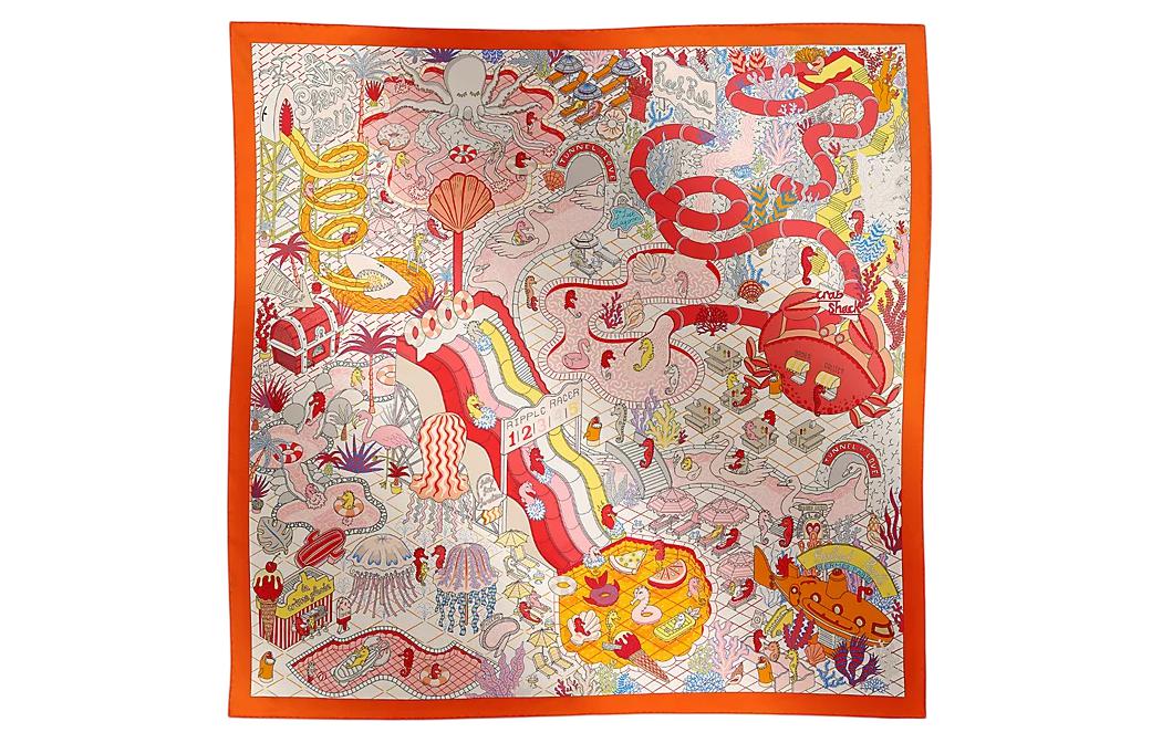 (Women) HERMES  Orange Scarf with Pattern Design. H903806Sv04 圖 2