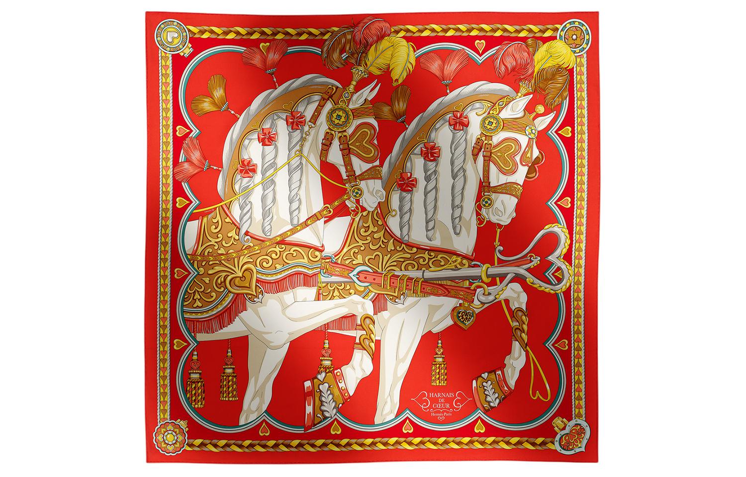 (Women) HERMES  Orange Silk Scarf with Equestrian Saddle Design. H004090S 09 圖 2