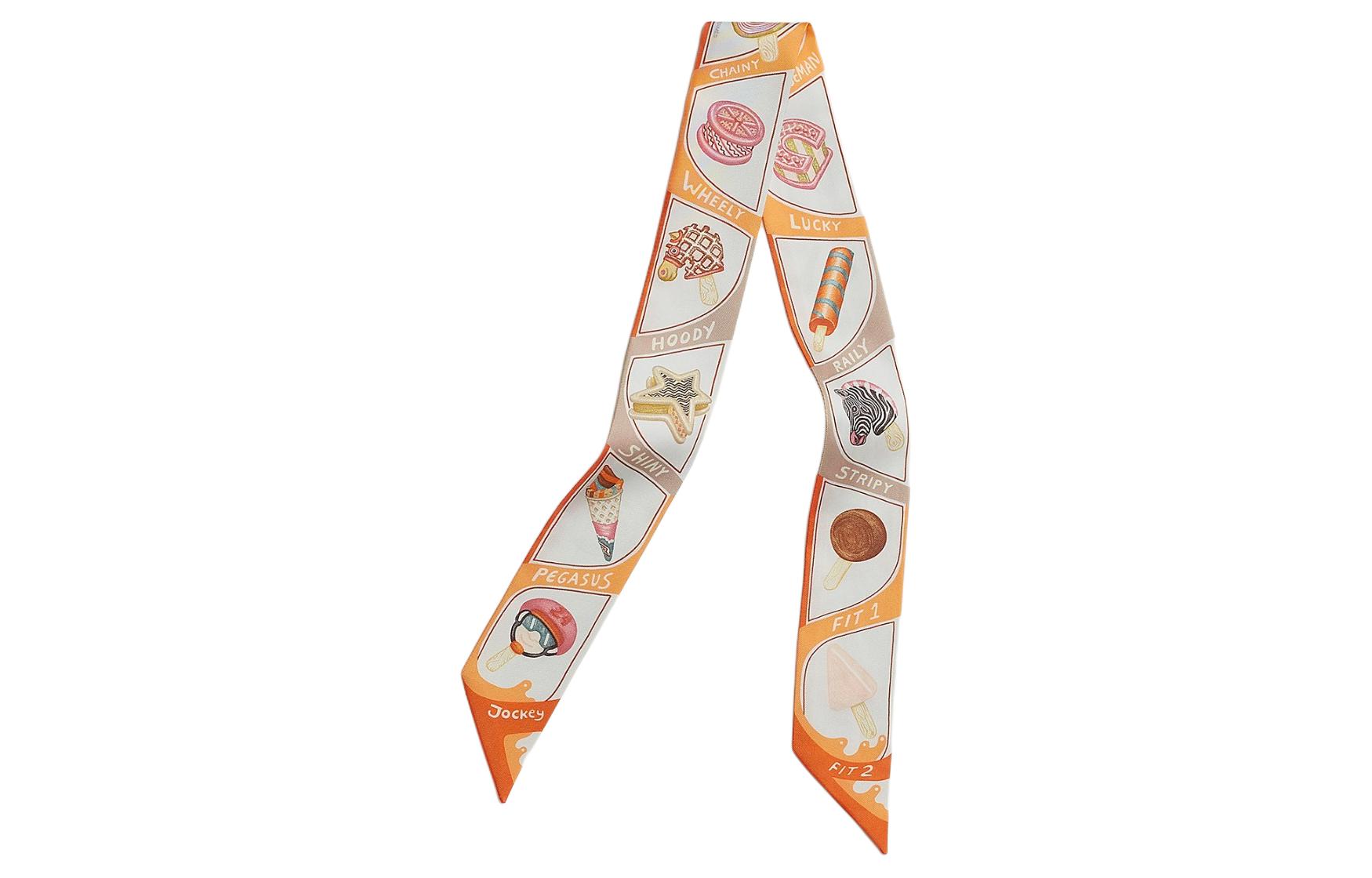 (Women) HERMES  Orange Silk Scarf with Patterned Design. H064109S 06 圖 2