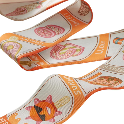 (Women) HERMES  Orange Silk Scarf with Patterned Design. H064109S 06 圖 3
