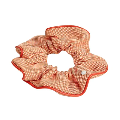 (Women) HERMES Orange Textured Cotton Hair Tie/Scrunchie Accessory. H241029GvORTU