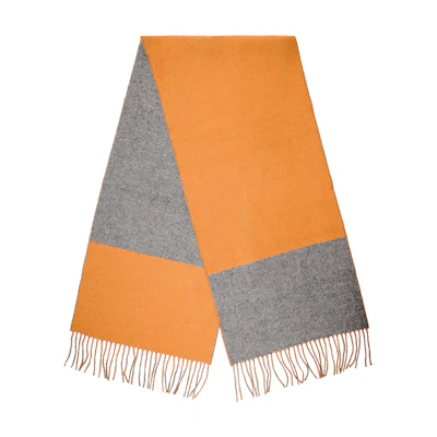 (Women) HERMES Orange Wool Scarf with Tassels - Casual and Warm. H258091S-12