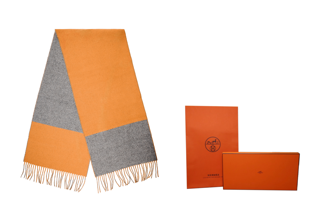 (Women) HERMES  Orange Wool Scarf with Tassels - Casual and Warm. H258091S-12 圖 5