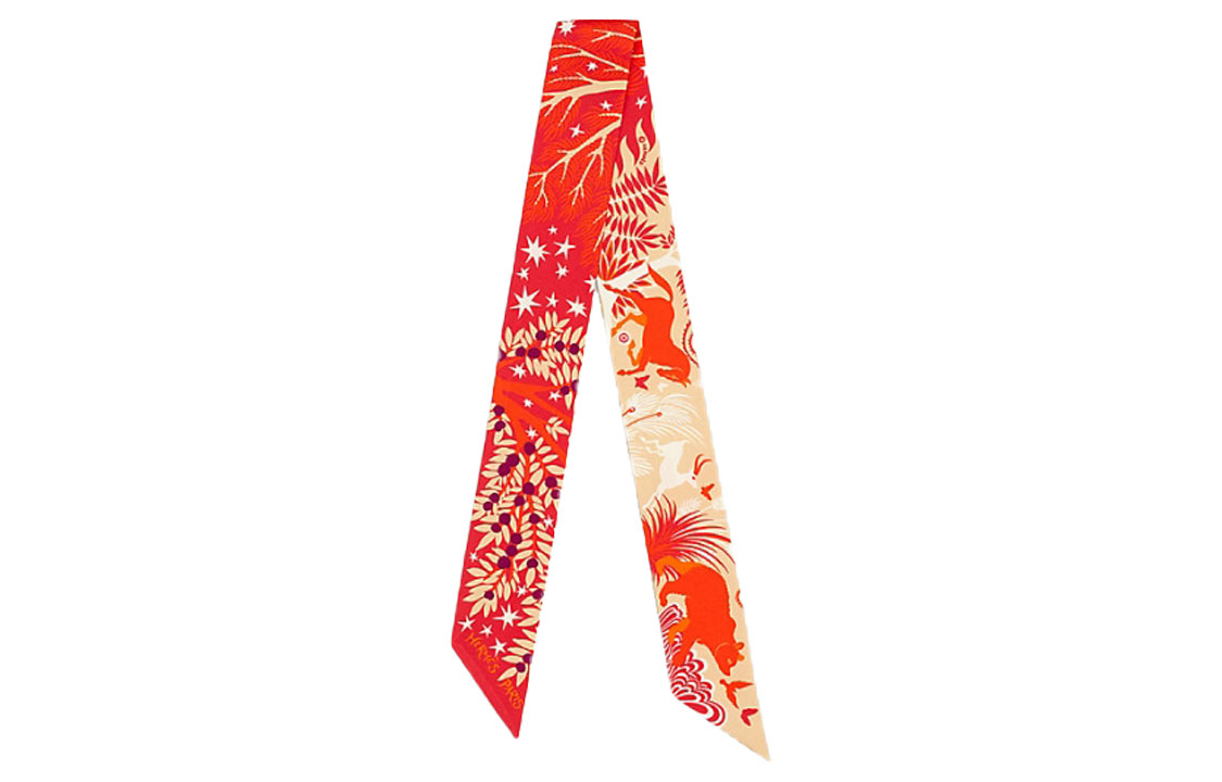 (Women) HERMES "Orpheus' Magic" Twilly Silk Scarf Ribbon Women - Multicolor H063702S03