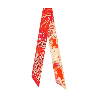 (Women) HERMES "Orpheus' Magic" Twilly Silk Scarf Ribbon Women - Multicolor H063702S03