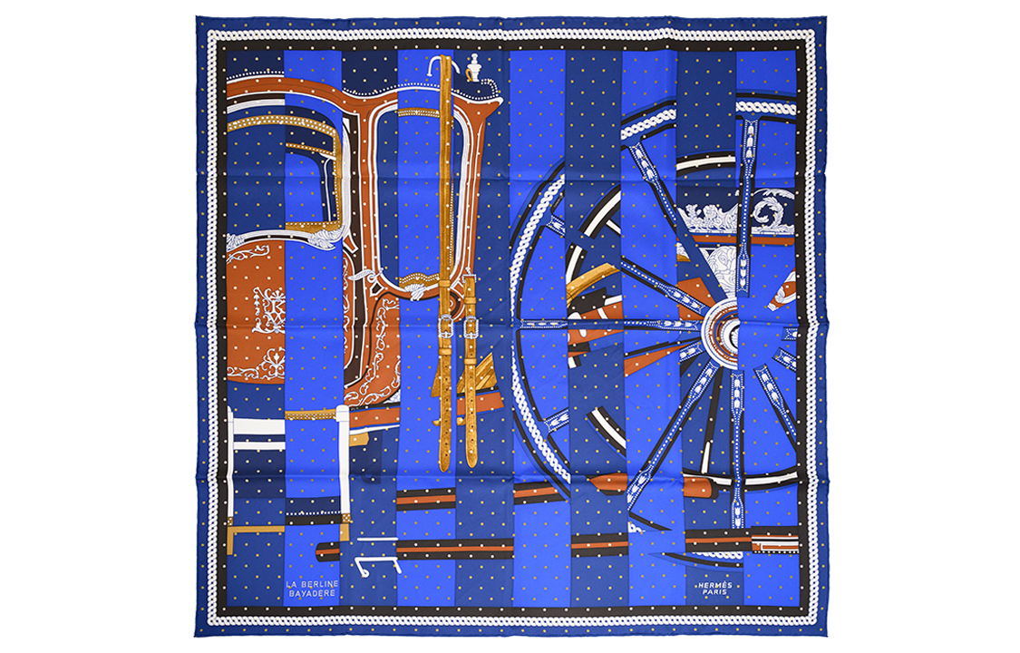 (Women) HERMES  Patterned Silk Scarf - Blue SCARF90BLU56 圖 2