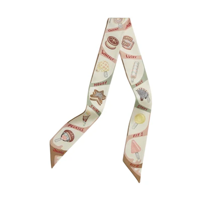 (Women) HERMES Patterned Silk Scarf Beige h064109S 02