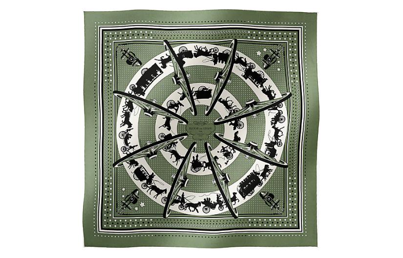 (Women) HERMES  Patterned Silk Scarf Green. H044111Sv03 圖 2