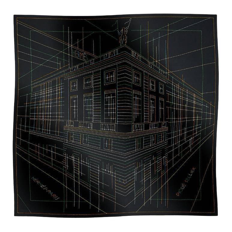 Order (W) HERMES Bufanda de Lana con Estampado - Negra H242500SF02