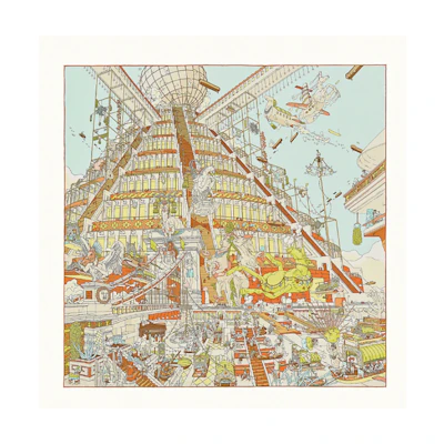 (Women) HERMES Pegasus Feather Silk Scarf Multicolor H003517S19