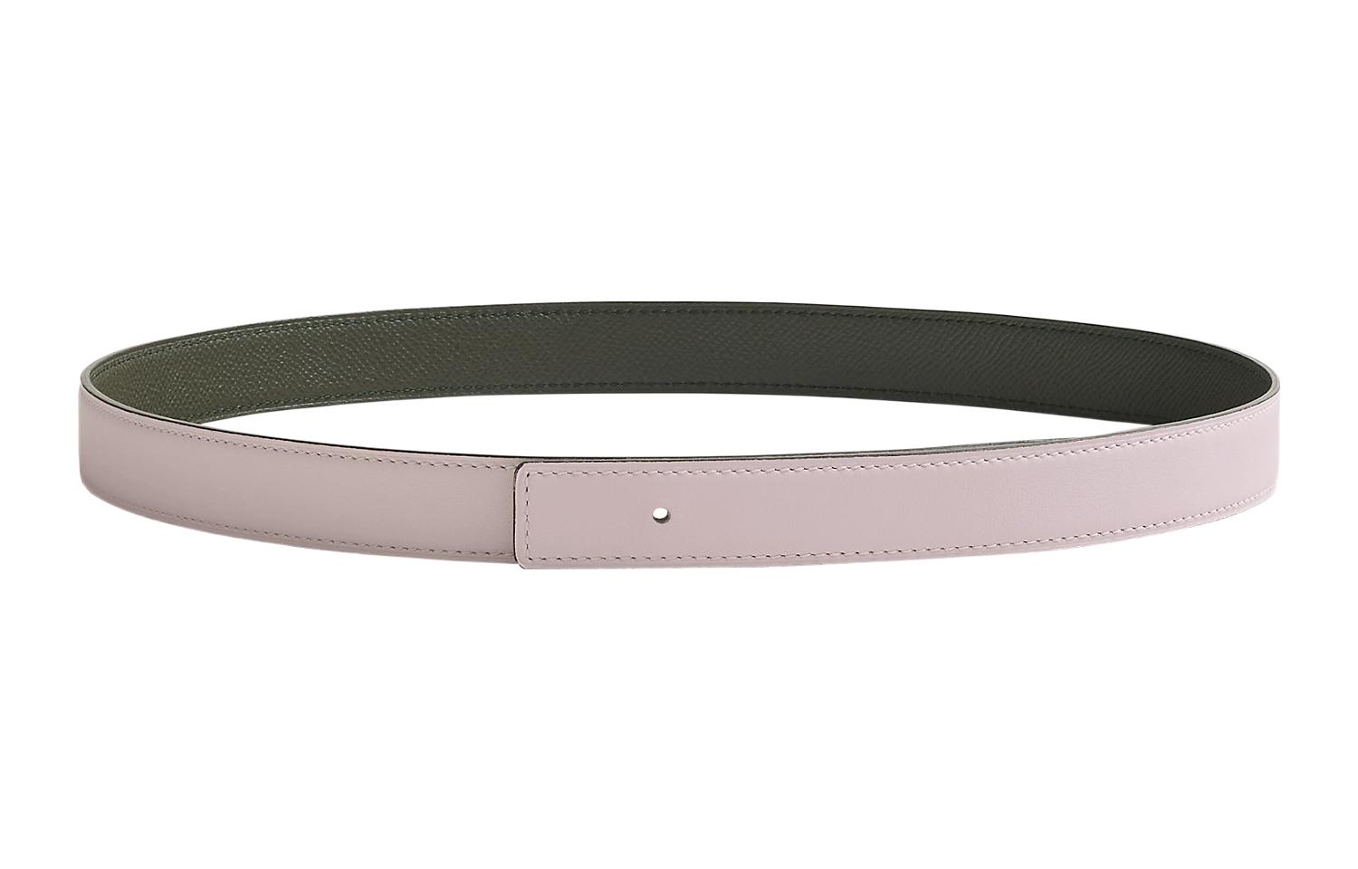 (Women) HERMES  Pink/Black Leather Belt Simple Style Reversible 2.4cm H052150CAU4085