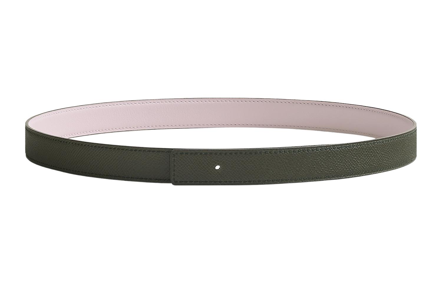 (Women) HERMES  Pink/Black Leather Belt Simple Style Reversible 2.4cm H052150CAU4085 圖 3