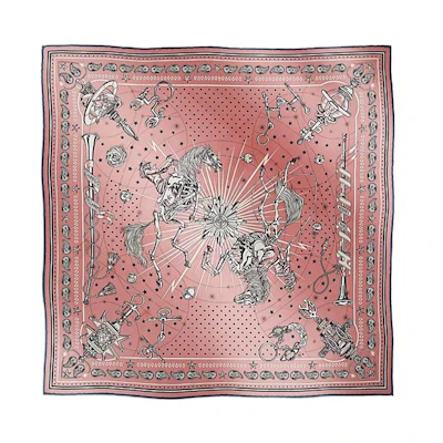 (Women) HERMES Pink Patterned Silk Scarf H044044S-08