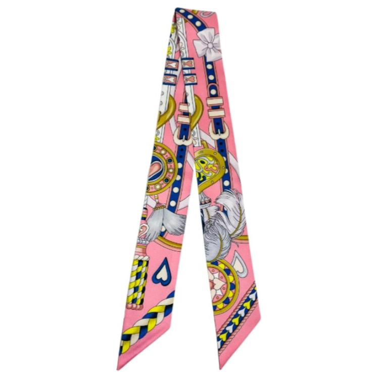 (Women) HERMES  Pink Patterned Silk Scarf H064090S