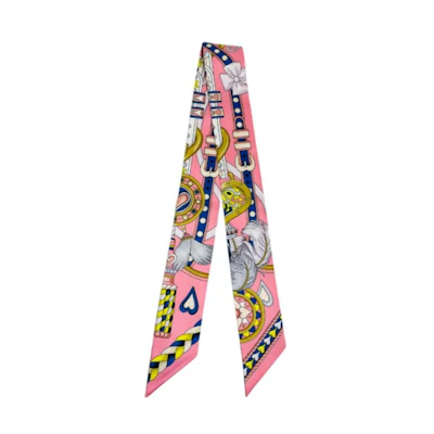 (Women) HERMES Pink Patterned Silk Scarf H064090S