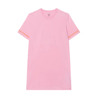 (Women) HERMES Pink Short Sleeve Loose Fit Short Dress. H3E4508DL7I34