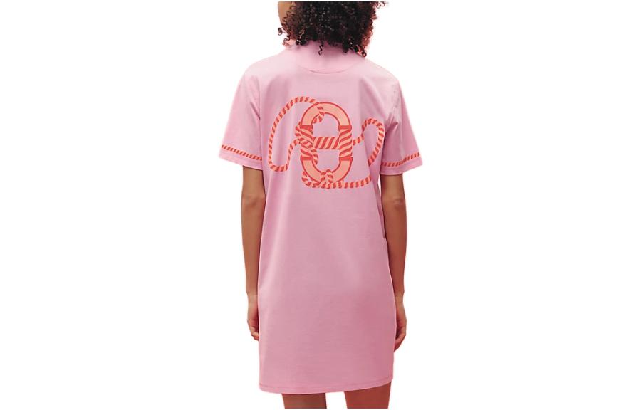 Lookbook (Women) HERMES  Pink Short Sleeve Loose Fit Short Dress. H3E4508DL7I34