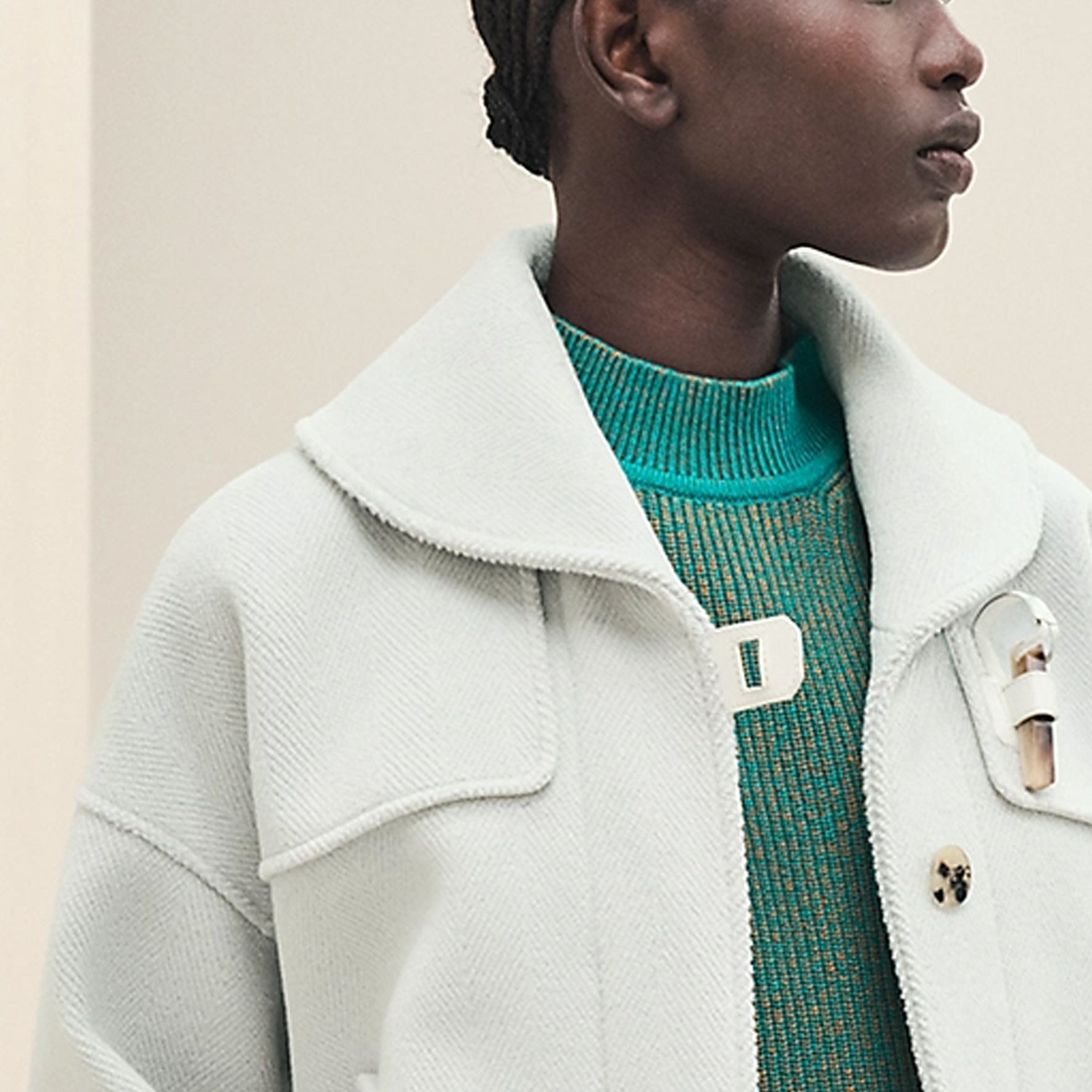 Sizing (Women) HERMES  Plain Short Wool Coat with Lapel and Long Sleeves H3H0149DK6H