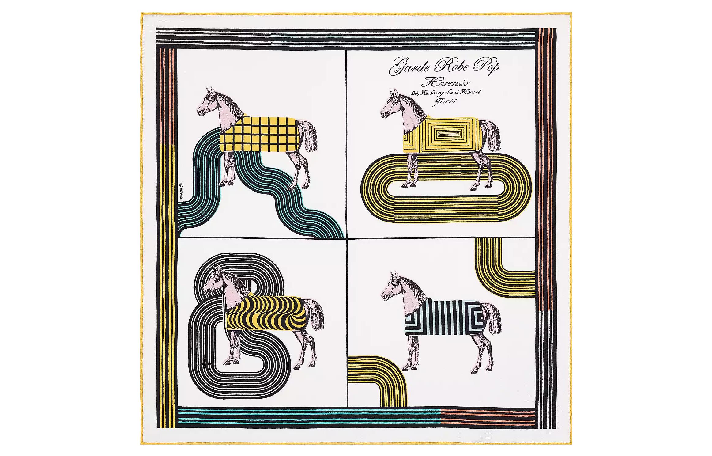 (Women) HERMES  Pop Horse Print Silk Scarf H893888S-08