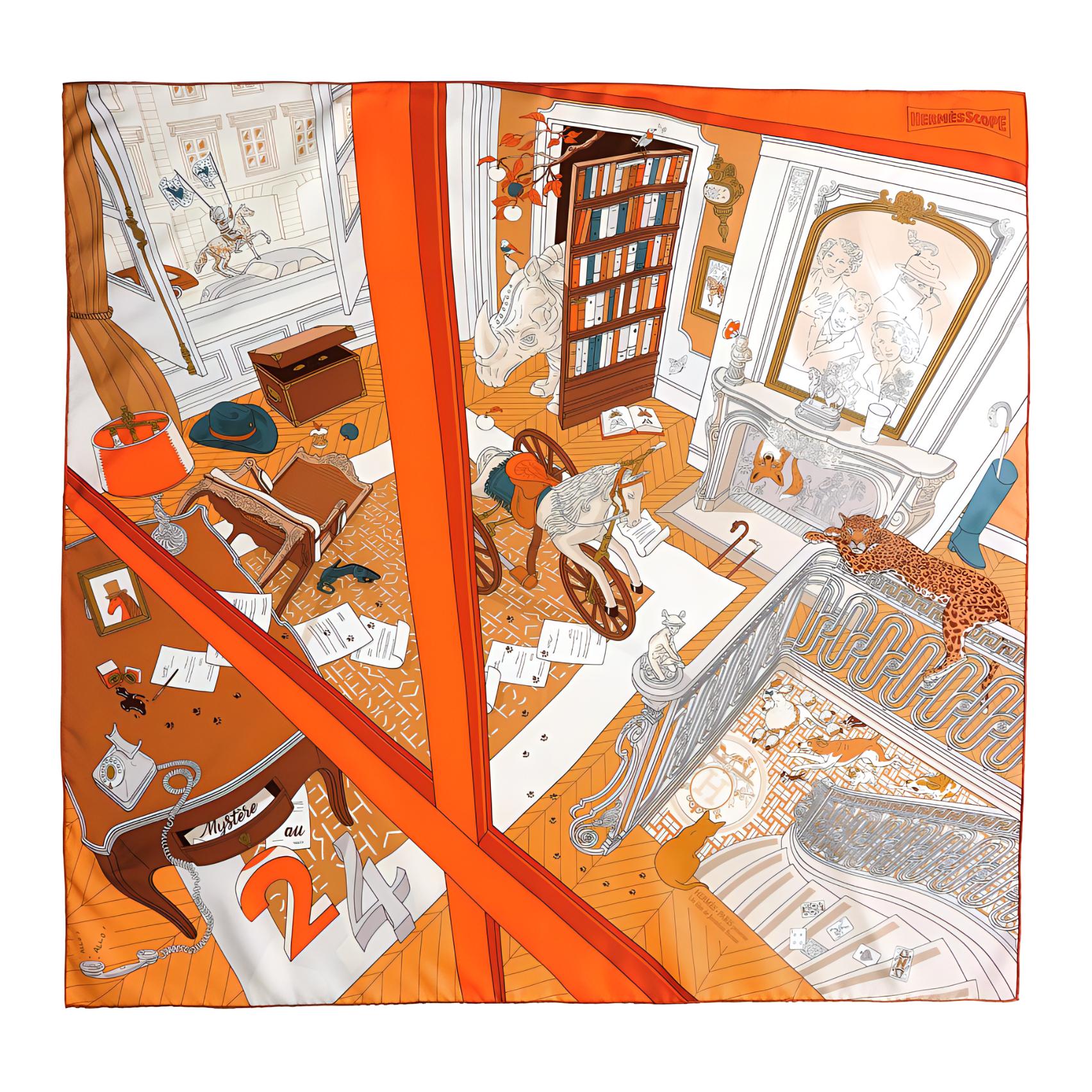 (Women) HERMES  Printed Silk Scarf - Multicolor Design. H004106Sv06