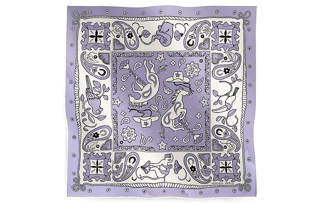 (Women) HERMES  Purple Printed Silk Scarf H044100Sv07 圖 2