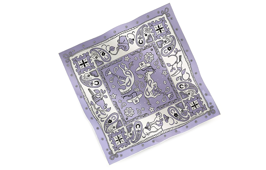 (Women) HERMES  Purple Printed Silk Scarf H044100Sv07 圖 4