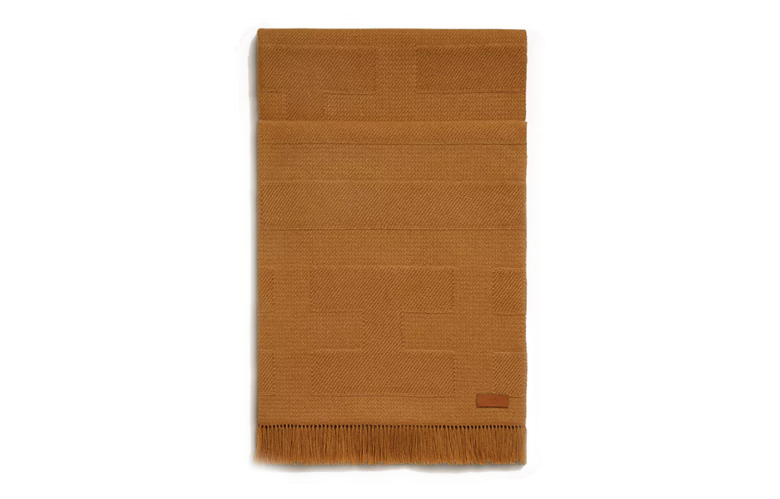 (Women) HERMES  Rayee H Pattern Wool Scarf Brown H269127S-01