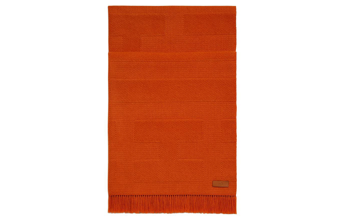 (Women) HERMES  Rayee Knitted Scarf with H Pattern in Orange. H269127S-02