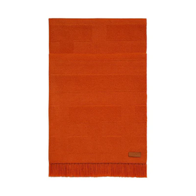 (Women) HERMES Rayee Knitted Scarf with H Pattern in Orange. H269127S-02
